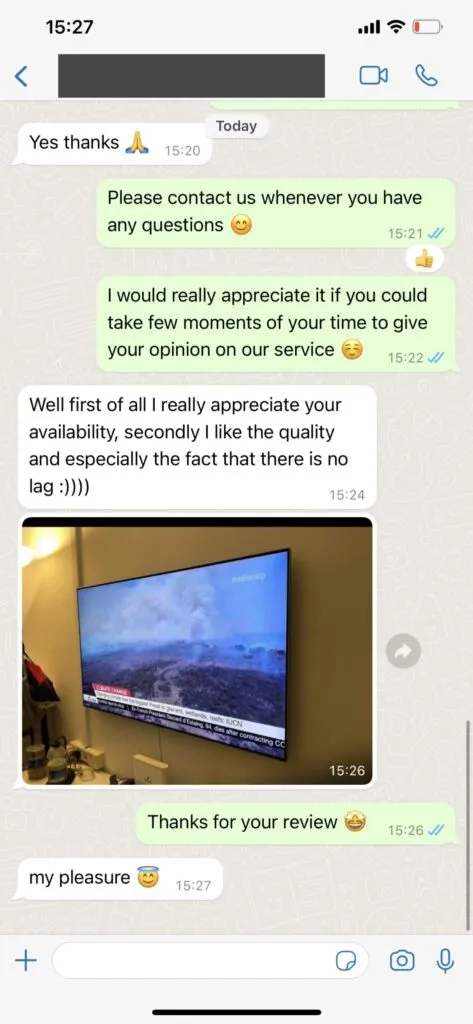 WhatsApp customer renewing 12 months IPTV subscription